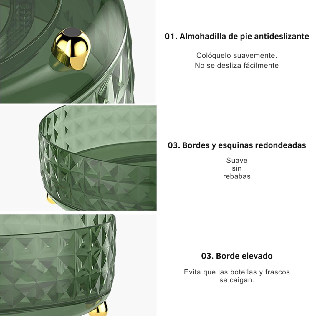 Organizador Base Rotatoria 360° Transparente Verde