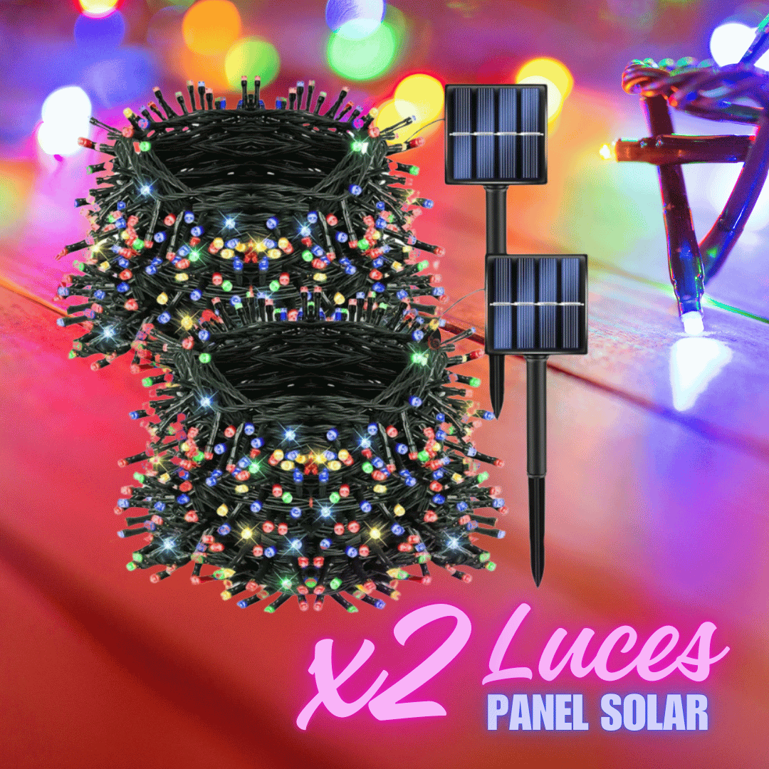 LUCES NAVIDEÑAS CON PANEL SOLAR 100L