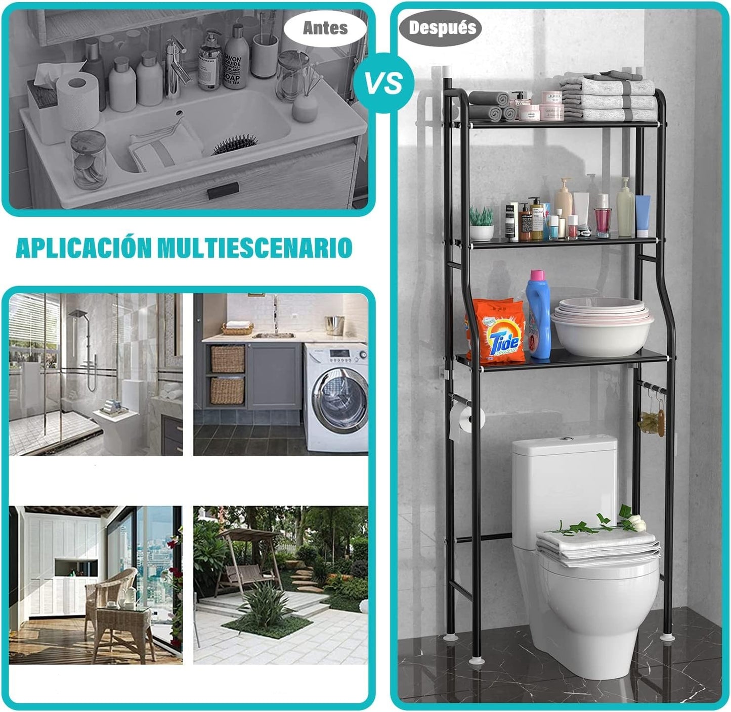 Organizador Estante De Baño Metálico 3 Niveles